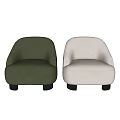 Modern Single Sofa With Velvet Upholstery Beige Green Colors Curved Armrests And Black Legs