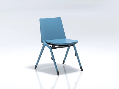 Blue Modern Dining Chair With Simple Backrest And Sturdy Metal Legs Design 3d model