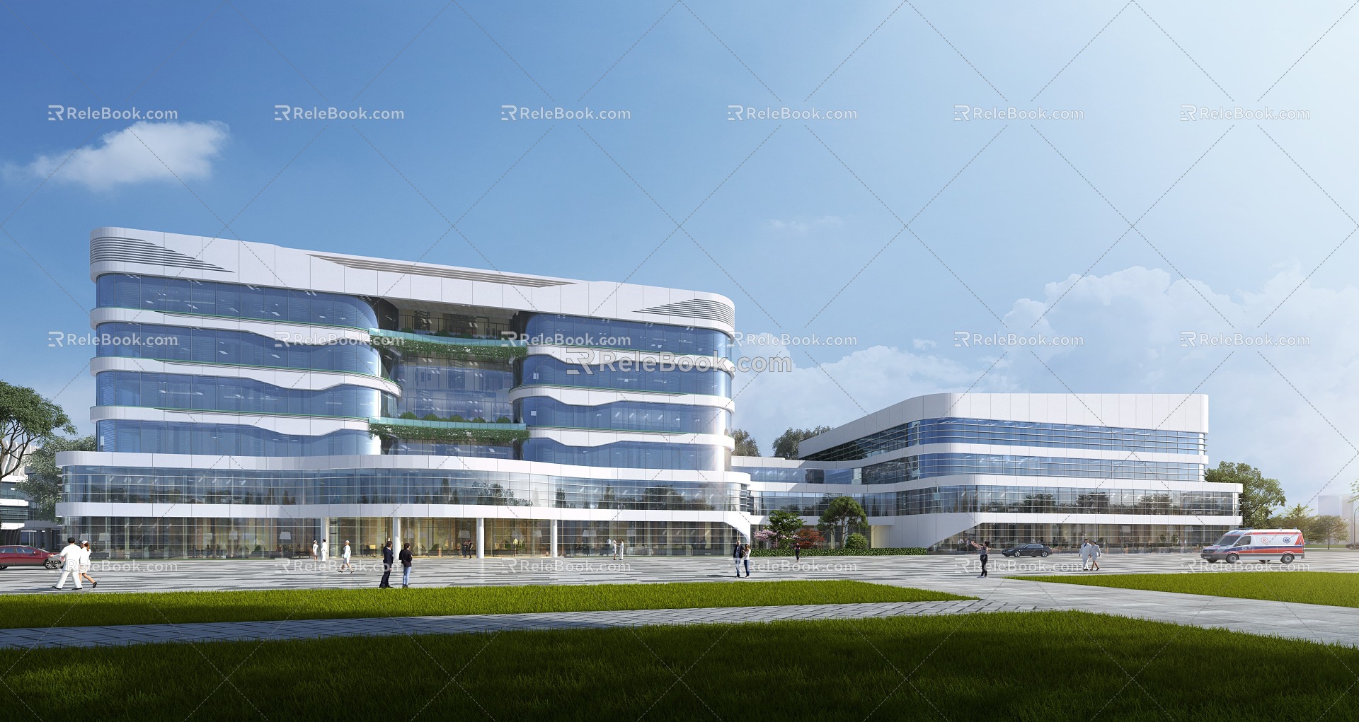 Modern Hospital Building Health Center Hospital 3d model