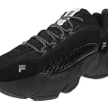 Black Casual Sporty Sneakers With Thick Sole Gray Laces And White Logo