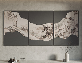 New Chinese Landscape Painting Hanging Painting Decorative Painting 3d model