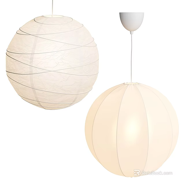 Modern White Spherical Fabric Pendant Lights With Woven Details And Glowing Design For Home Decor 3d model 