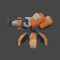 Orange And White Mechanical Weapon Featuring ATOM Logo Worn Details Claw Shaped Base 3d model