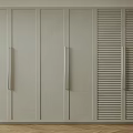 Modern Minimalist Wardrobe Interior Design With Panel And Louvered Doors And Metal Handles