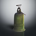 Antique Bronze Bell Musical Instrument With Decorative Top And Red Striker