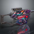 Futuristic Sci Fi Gun With Colorful Patterns Scope Red Light Indicator And Metallic Frame 3d model