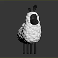 White Sheep Toy with Black Ears Nose and Legs in Minimalist 3D Design