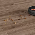 Smart Robot Vacuum Cleans Scattered Debris On Wooden Floor Efficiently