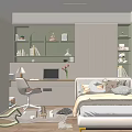 Modern Tatami Bedroom Interior With Tatami Bed Desk Storage And Window
