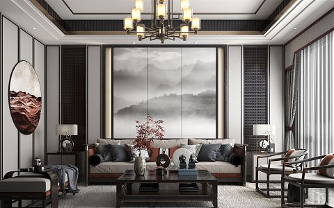 New Chinese Living Room 3d model