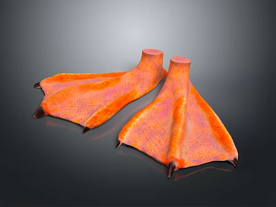 Flying Animal Textured Orange Wings With Clawed Tips 3D Rendering 3d model