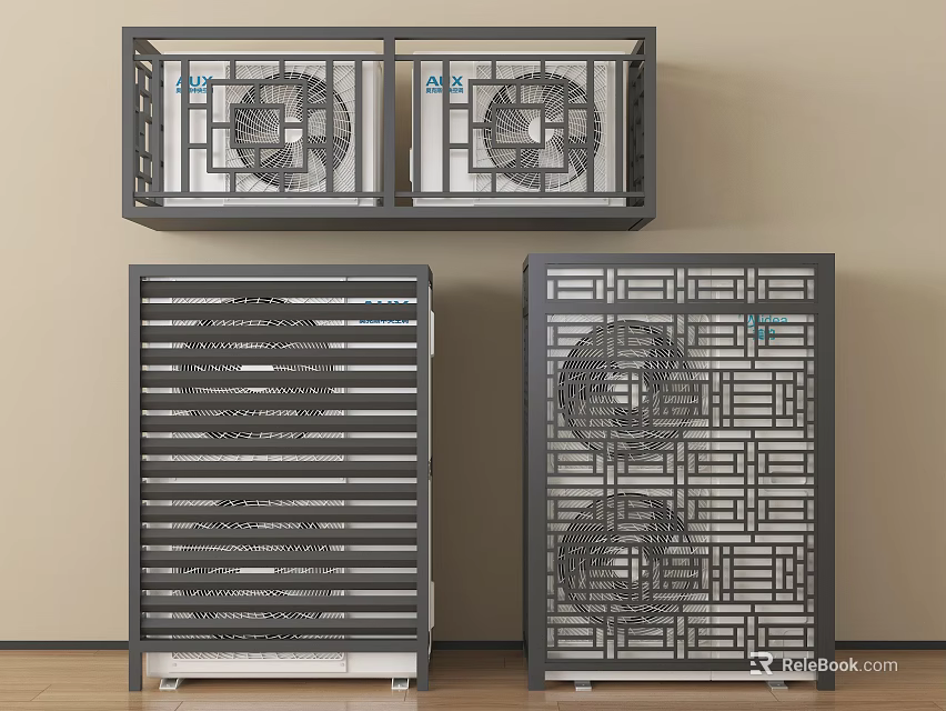 Stylish Air Conditioning Fans With Wall Mounted And Floor Standing Grille Designs 3d model 