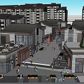 Vibrant Commercial Street With Retail Shops Outdoor Dining And Pedestrian Crowds