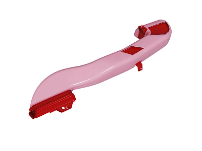 Curved Pink Mechanical Component With Red End Connectors And Smooth Finish 3d model
