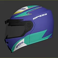 SHEEO Blue Green Sporty Helmet With Face Shield Protective Fashion Design