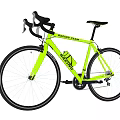 Bright Yellow Road Bicycle With Racing Team Logo Drop Handlebars And Black Wheels