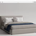 Modern Upholstered Double Bed Design With Soft Headboard And Decorative Pillows 3d model