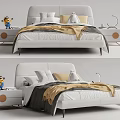 White Kids Bed With Minion Toy Matching Nightstand Gray Yellow Bedding Modern Simple Style