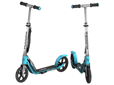 FUDORA Blue Functional Scooter With Adjustable Handlebars And Black Wheels 3d model