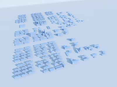 Aerial Planning of Urban Layout With Blue Architectural Models And Building Clusters 3d model