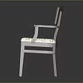 Classic Armchair With Checkerboard Pattern Seat Backrest Armrests And Wooden Legs