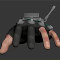 Functional Black Daily Use Glove with Green Cables and Screen Device 3d model