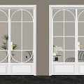 White Double Doors With Glass Panels In Modern Interior Living Space