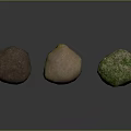 Natural Decorative Stones with Brown Beige Green Irregular Shapes on Dark Surface
