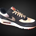 Nike Air Max Casual Sports Shoes With Navy Blue White Upper And Red Air Cushion Sole