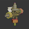 Gray And Yellow Mechanical Valve Component With Threaded Ends And Plastic Parts 3d model