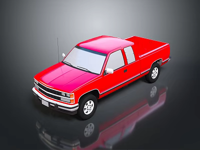 Red Classic Pickup Truck With Shiny Exterior Reflective Surface And Chrome Accents 3d model
