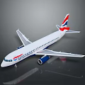 Detailed British Airways Airplane Model With White Body Red Blue Tail On Dark Background