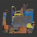 Industrial Computer Controlled Machinery 3D Rendering With Yellow Blue Orange Components 3d model