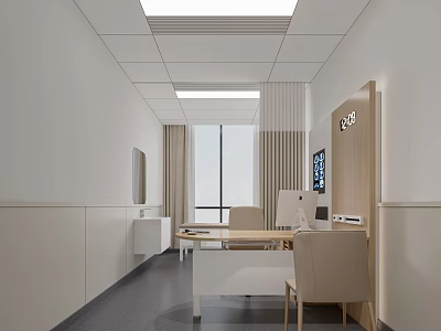 Modern Hospital Outpatient Clinic Interior With Desk Chair And Windows 3d model
