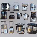 Various Modern Daily Electrical Appliances With Stainless Steel And Black Design For Household Use