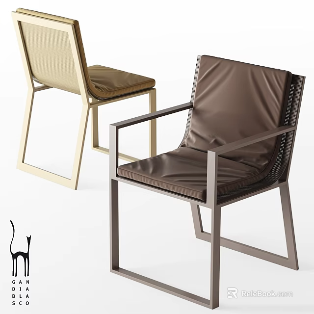 Modern Contemporary Chair Designs With Beige Brown Colors Metal Frame And Padded Seats 3d model 