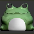 Detailed Green Frog Sculpture In Cartoon Style With Big Eyes Smiling Face And White Belly