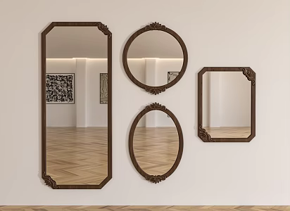 Wood carving mirror combination 3d model