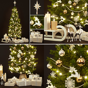 Modern Meichen Christmas Tree Sleigh Gift Box Decoration 3d model