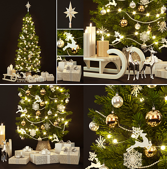 Modern Meichen Christmas Tree Sleigh Gift Box Decoration 3d model