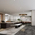Modern Lounge Area Interior Design With Sofa Bench Chandelier And Floor To Ceiling Windows
