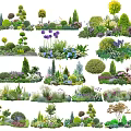 Diverse Plant Combinations For Garden Landscape With Shrubs Flowers And Ornamental Grasses