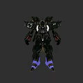 Cosmic Space Themed Futuristic Green Black Mech Robot with Purple Accents Design