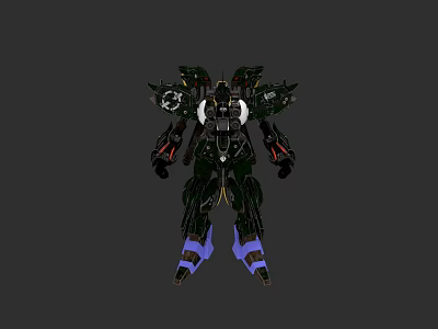 Cosmic Space Themed Futuristic Green Black Mech Robot with Purple Accents Design 3d model