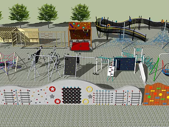 Modern amusement facilities Children's amusement facilities Rock climbing Climbing wall Climbing net sketch 3d model