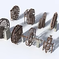 Garden Decorative Wooden Water Wheels With Various Designs And Stone Bases