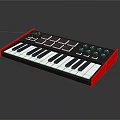 Electronic Music Synthesizer Keyboard With Black White Keys Red Frame Black Body And Control Knobs