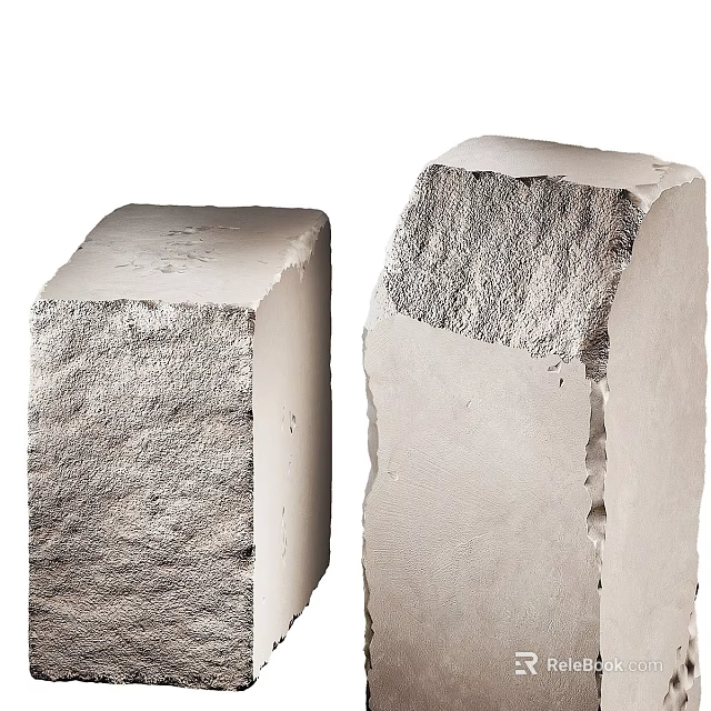 Natural Stone And Wood Blocks With Textured Surfaces For Interior Decor 3d model 