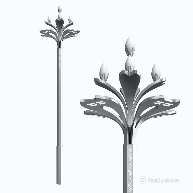Modern Outdoor Light With Elegant Floral Design And Decorative Metal Light Heads 3d model 
