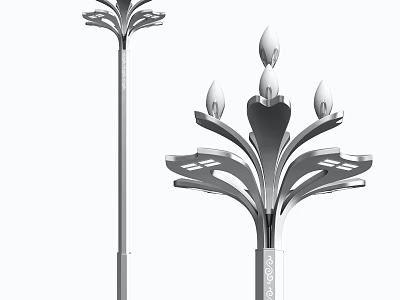 Modern Outdoor Light With Elegant Floral Design And Decorative Metal Light Heads 3d model
